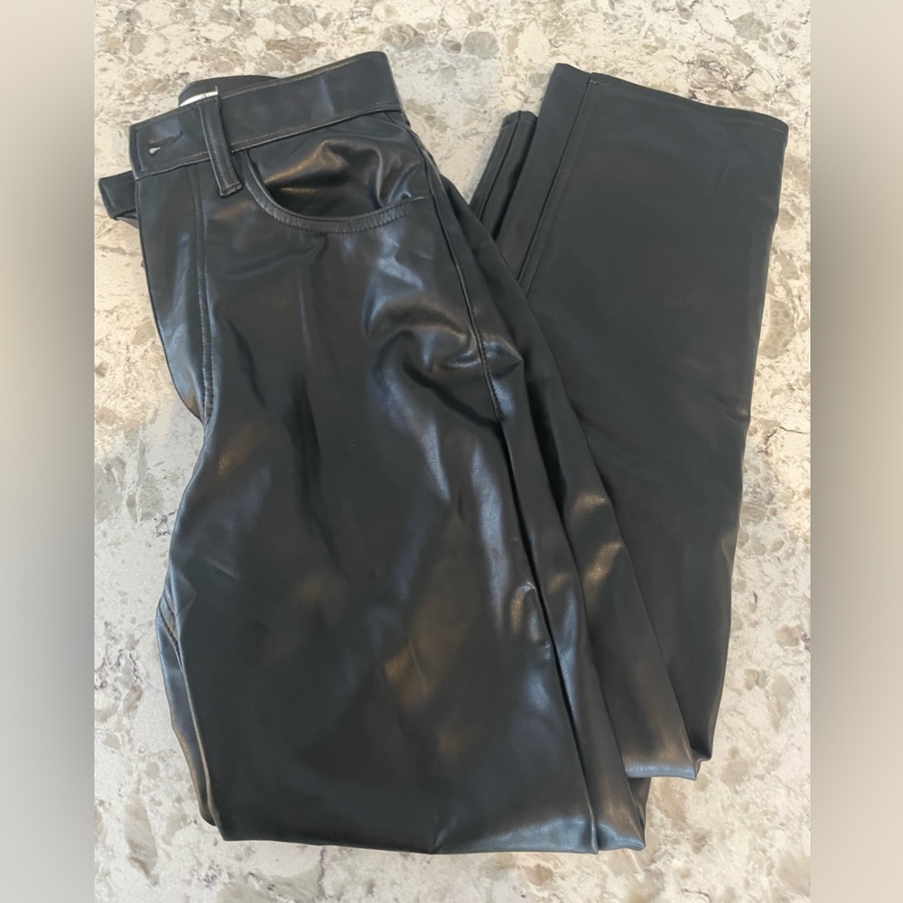 Abercrombie Vegan Leather Ankle Straight Pants